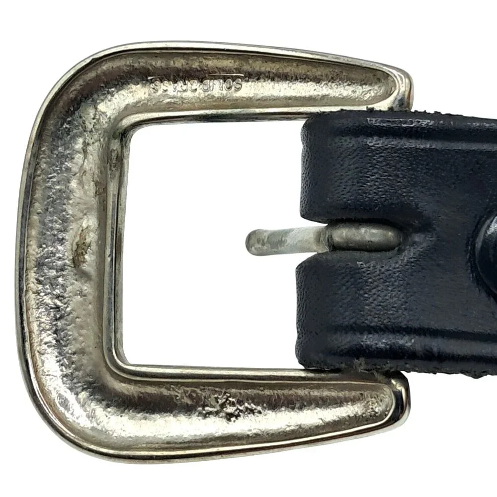 Vintage Orcas Leatherworks Black‎ Leather Belt Size 48 Embossed Orca Snap